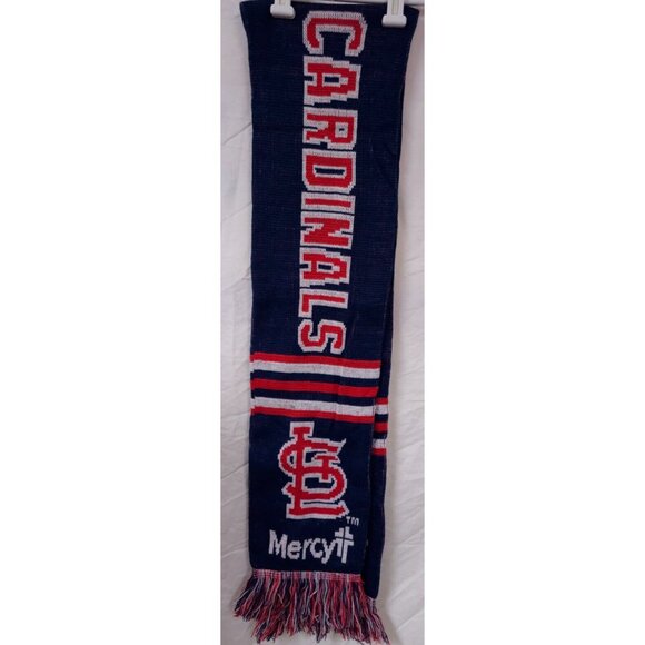 St Louis Springfield Cardinals Red Blue Knitted Fringe Winter Scarf Baseball MLB - Picture 3 of 6